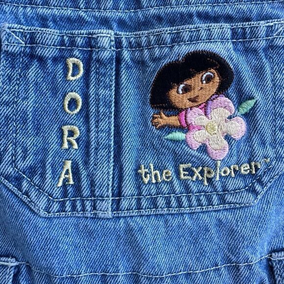 Dora The Explorer Vintage Nick Jr. Denim Embroidered Overalls Girls 4 - Picture 3 of 6